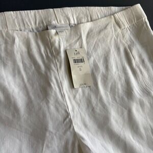 Women's J.Jill Linen Stretch Pants‎ | Size 4 | White Viscose Split Hem